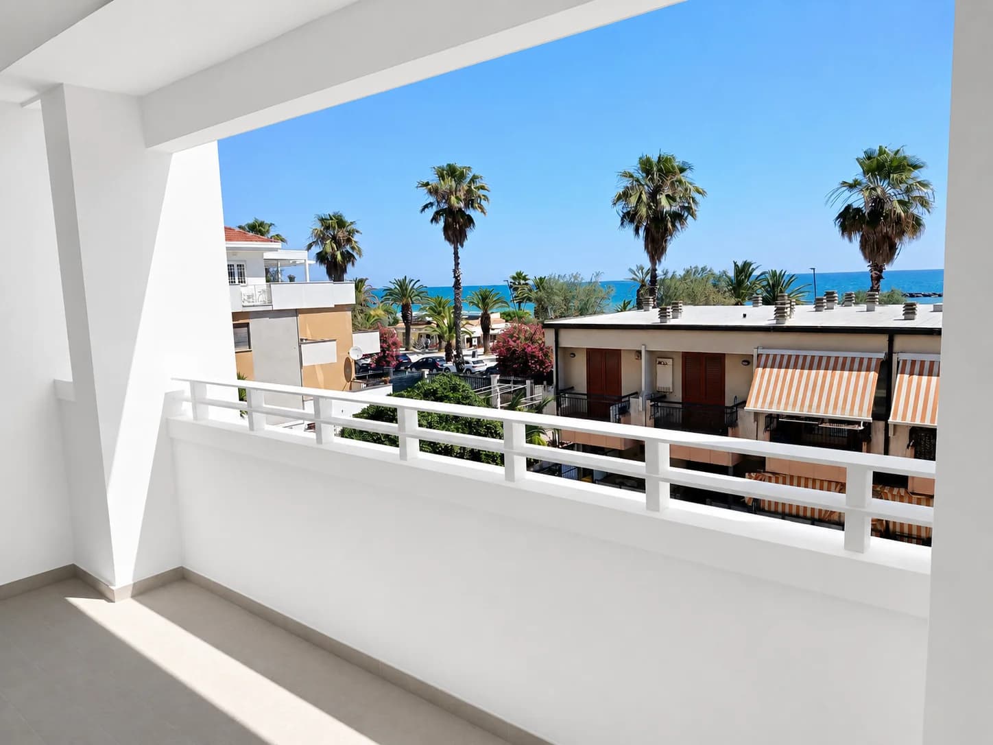 Vista dal balcone dell’appartamento Bellavista Blu sul mare